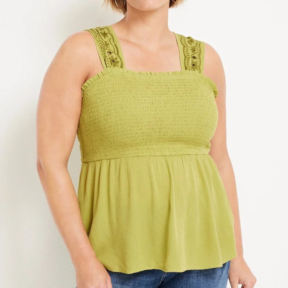 NWOT Maurices Plus Size Green Smocked Peplum Top in Size 1X - Picture 1 of 9